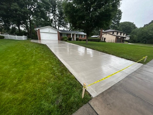 driveway with fresh concrete