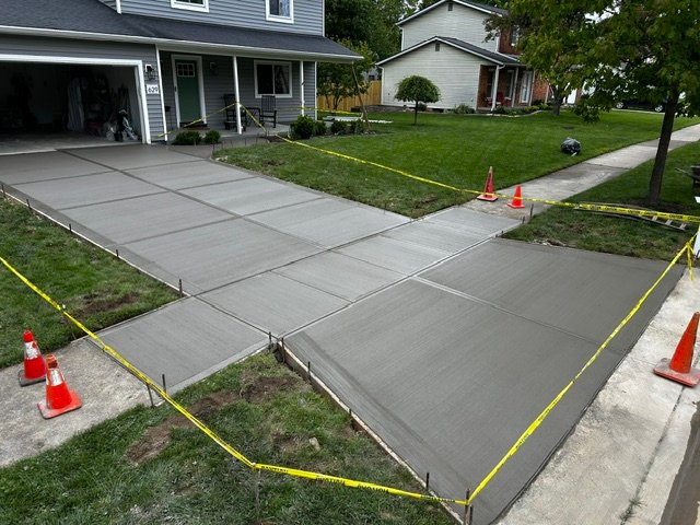 driveway with new concrete